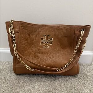 Tory Burch Tan Leather Chain Shoulder Bag